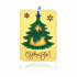 Деревянная Новогодняя открытка, Украшение на ёлку, Ёлочка с шишками из натурального дерева, Количество 1шт. (140x100мм)