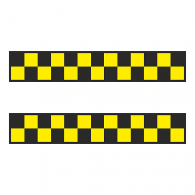 Шашка такси знак полоса желт. шашки, на черн. фоне 600х105мм