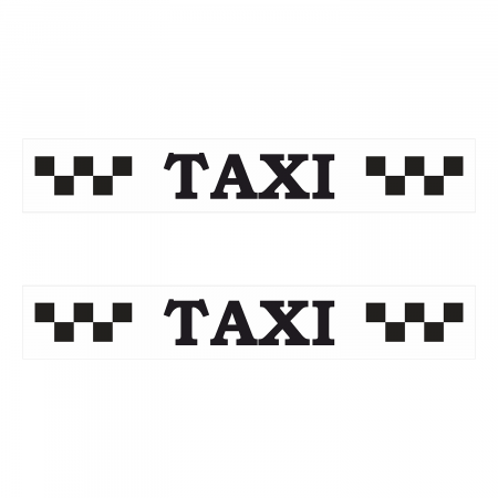 Наклейка шашка такси TAXI черные шашки, на белом фоне 1050мм