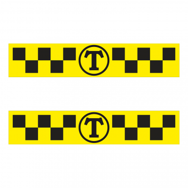 Знак такси Т- такси черные шашечки, на желтом фоне 610мм