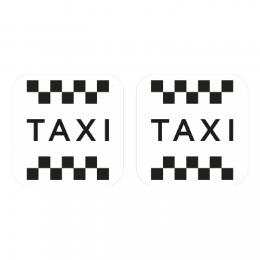 Наклейка шашка такси TAXI черн. шашки, на белом фоне 430 мм