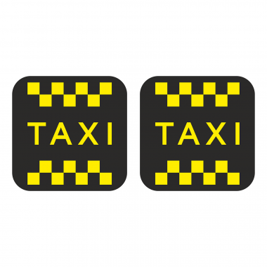 Наклейка шашка такси TAXI желт. шашки, на черн. фоне 430мм