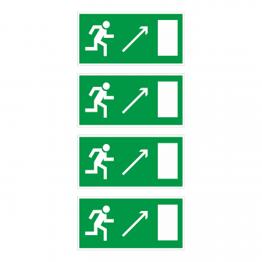 Наклейка Знак Направление к эвакуационному выходу направо вверх, ГОСТ-Е-05