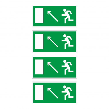 Наклейка Знак Направление к эвакуационному выходу налево вверх, ГОСТ-Е-06