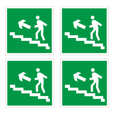 Наклейка Знак Направление к эвакуационному выходу по лестнице вверх налево, ГОСТ-Е-16