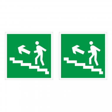 Наклейка Знак Направление к эвакуационному выходу по лестнице вверх налево, ГОСТ-Е-16