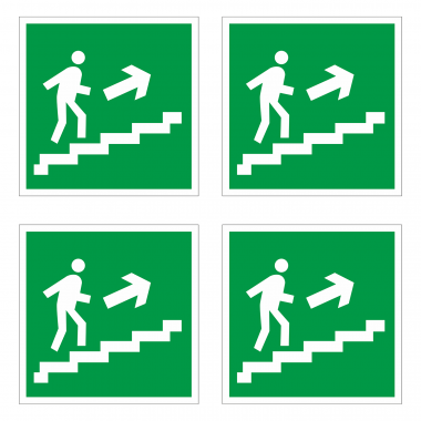 Наклейка Знак Направление к эвакуационному выходу по лестнице вверх направо, ГОСТ-Е015
