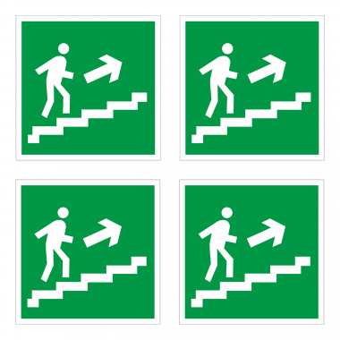 Наклейка Знак Направление к эвакуационному выходу по лестнице вверх направо, ГОСТ-Е015