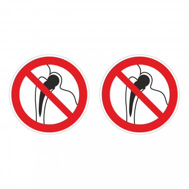 Наклейка Знак Запрещается работа, присутствие, людей, имеющих металлические импланты, ГОСТ-Р-16