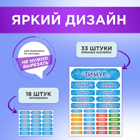 Этикетки с именем Тимур, на предметы и одежду