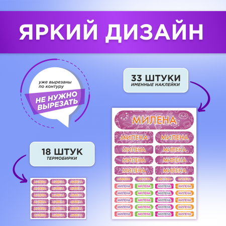 Этикетки с именем Милена, на предметы и одежду Этикетки с именем Милена, на предметы и одежду