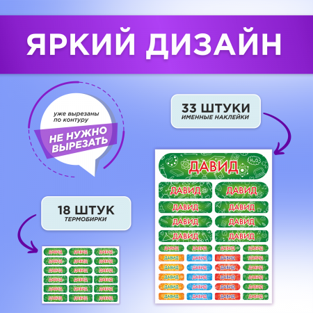 Этикетки с именем Давид, на предметы и одежду