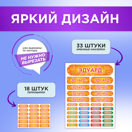 Этикетки с именем Эдуард, на предметы и одежду